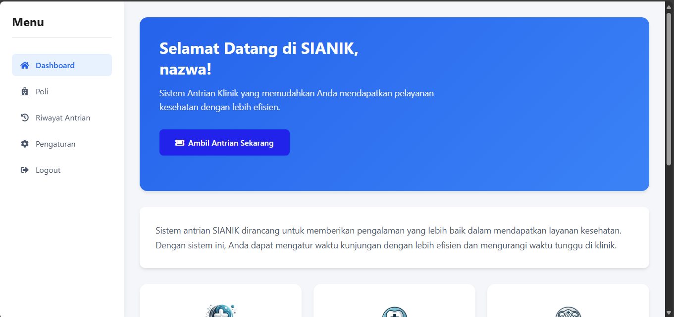 Tampilan Sistem Antrian Klinik